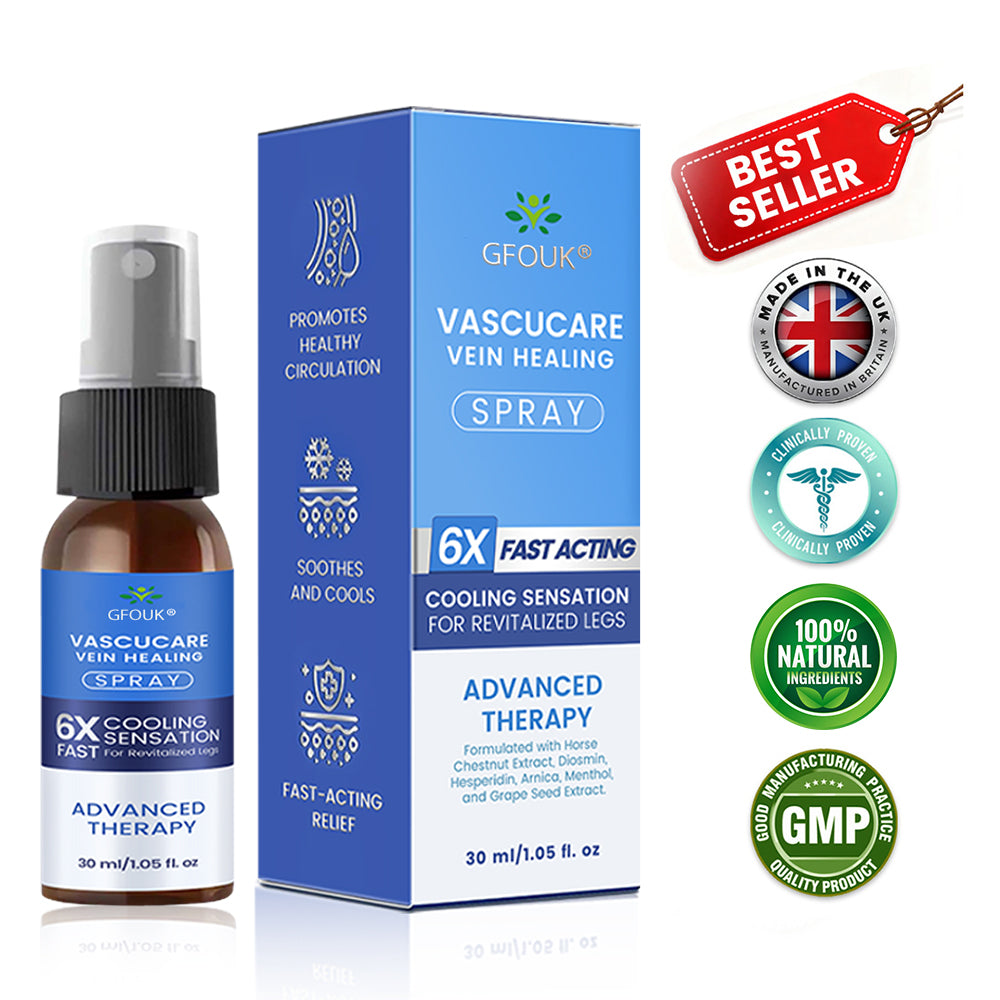 🇬🇧✅✅GFOUK® VascuCare Vein Healing Spray(Designed for Varicose veins, Spider veins, Deep vein Thrombosis, Chronic venous insufficiency, Venous ulcers, Thrombophlebitis and other venous issues)